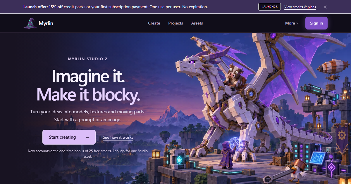 I rebuilt my AI tool for making game ready blockymodel game assets. Myrlin Studio 2 is finally relea