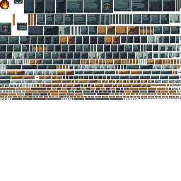 The mining mech's painted texture atlas, 256 by 256 pixels, shown at its real texels
